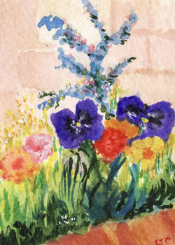 "Color Study-Garden Fantasy" by  Lynn Courtenay,  Madison WI - Watercolor & gouache